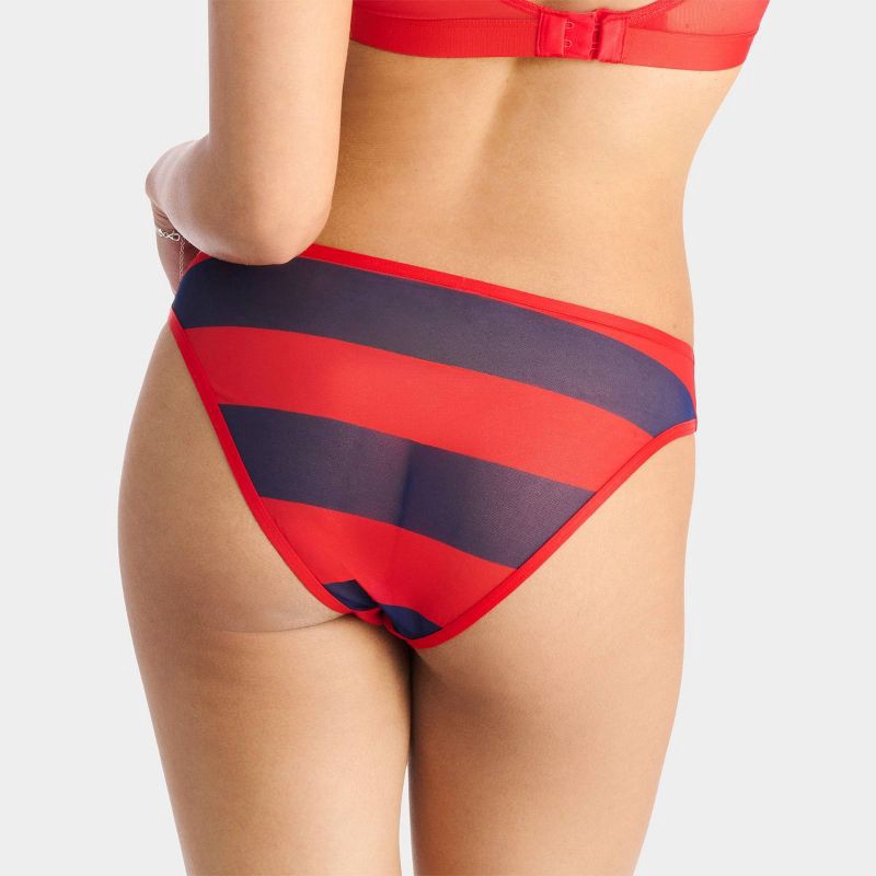 slide 6 of 11, Parade Silky Mesh Scoop Bralette & Cheeky Underwear Set - Red/Blue Stripe XXL, 1 ct