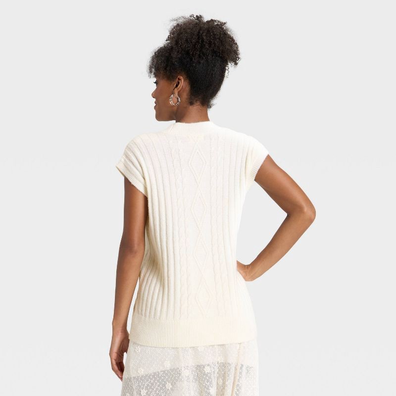 slide 2 of 3, Women's Cable Sweater Vest - Universal Thread™ Cream M, 1 ct