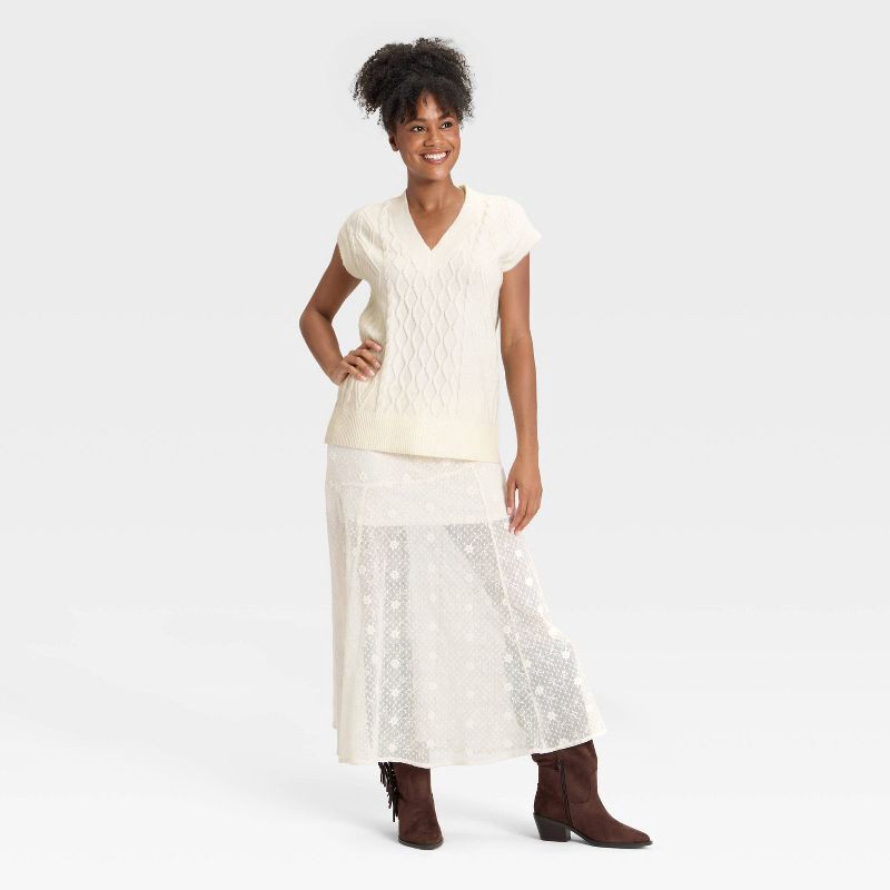slide 3 of 3, Women's Cable Sweater Vest - Universal Thread™ Cream M, 1 ct