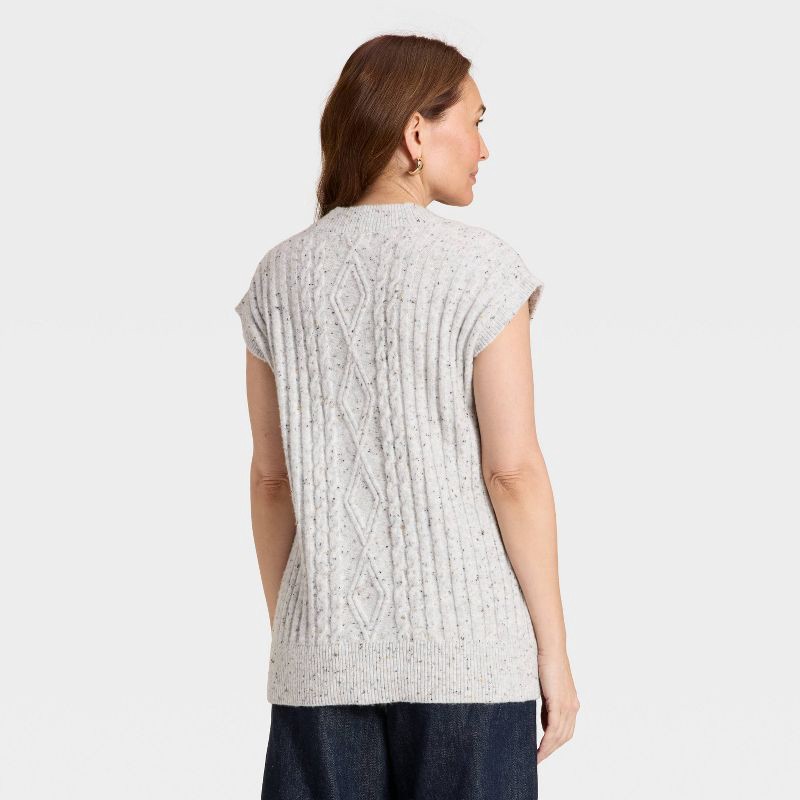 slide 2 of 3, Women's Cable Sweater Vest - Universal Thread™ Light Gray XS, 1 ct