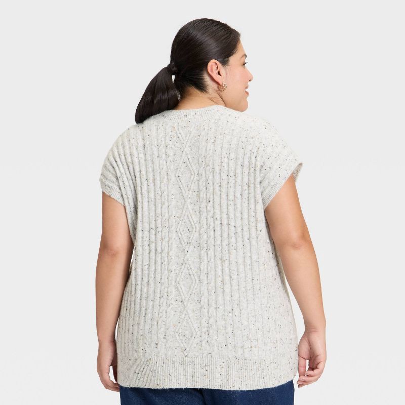 slide 2 of 3, Women's Cable Sweater Vest - Universal Thread™ Light Gray XXL, 1 ct