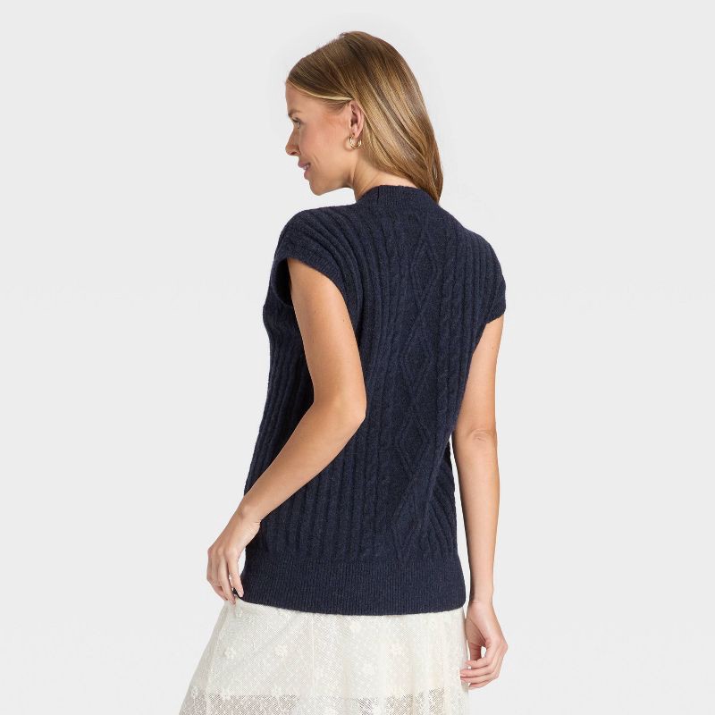 slide 2 of 3, Women's Cable Sweater Vest - Universal Thread™ Navy Blue XS, 1 ct