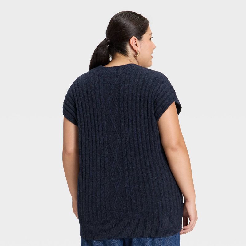 slide 2 of 3, Women's Cable Sweater Vest - Universal Thread™ Navy Blue XXL, 1 ct