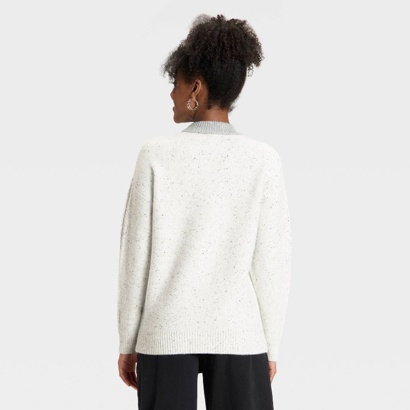 slide 2 of 3, Women's Cozy Knit Cable Crewneck Pullover Sweater - Universal Thread™ Cream/Gray XL, 1 ct