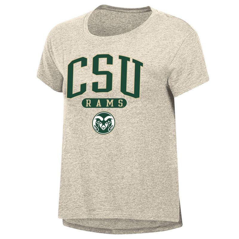 slide 1 of 3, NCAA Colorado State Rams Women's Oatmeal T-Shirt - M: Cotton-Polyester Blend, Crew Neck, Short Sleeve, 1 ct