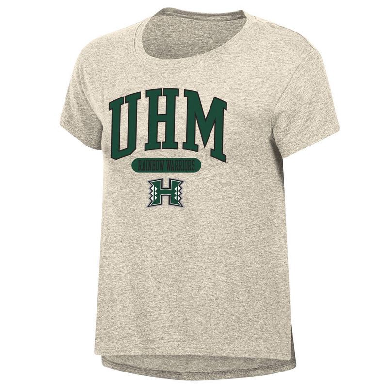 slide 1 of 3, NCAA Hawaii Rainbow Warriors Women's Oatmeal T-Shirt - M: Cotton-Polyester Blend, Crew Neck, 1 ct