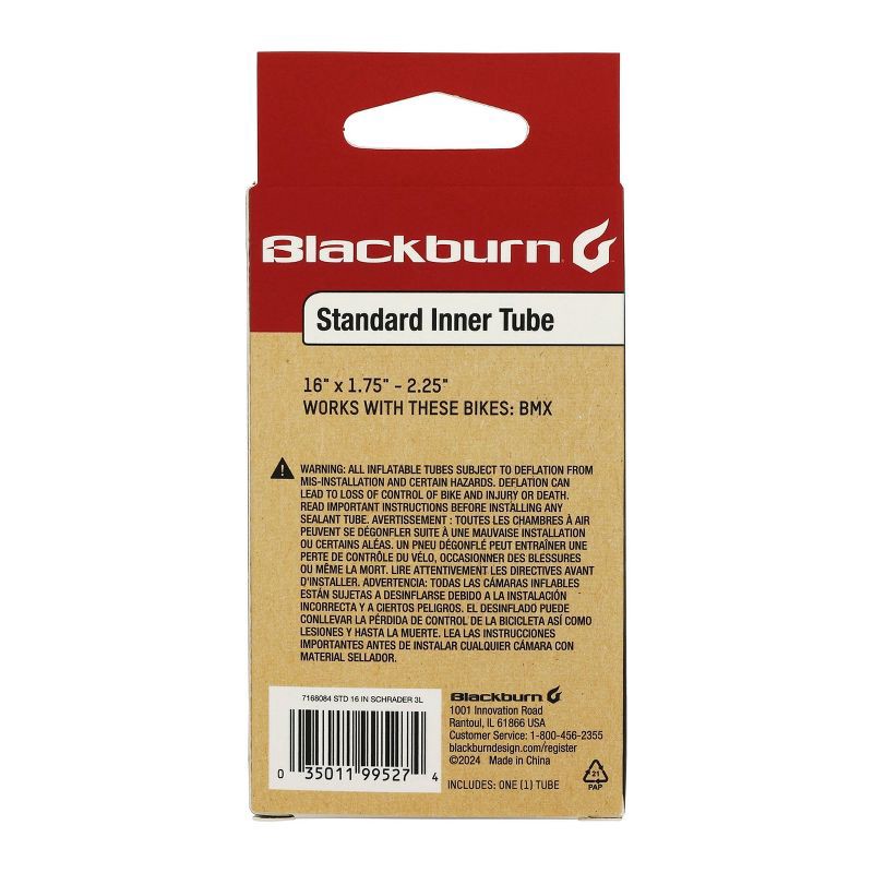 slide 2 of 3, Blackburn 16" Bike Tube - Black, 1 ct