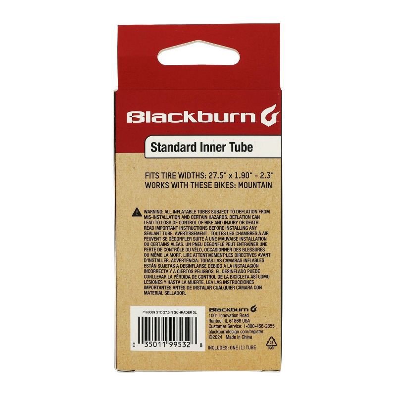 slide 2 of 3, Blackburn 27.5" Bike Tube - Black, 1 ct