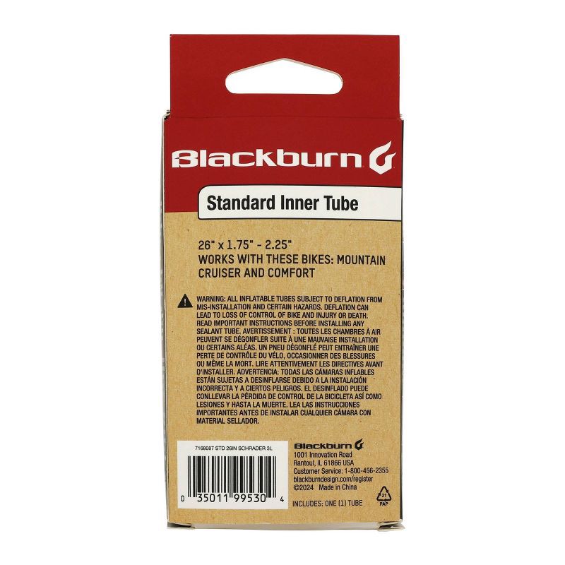 slide 2 of 3, Blackburn 26" Bike Tube - Black, 1 ct