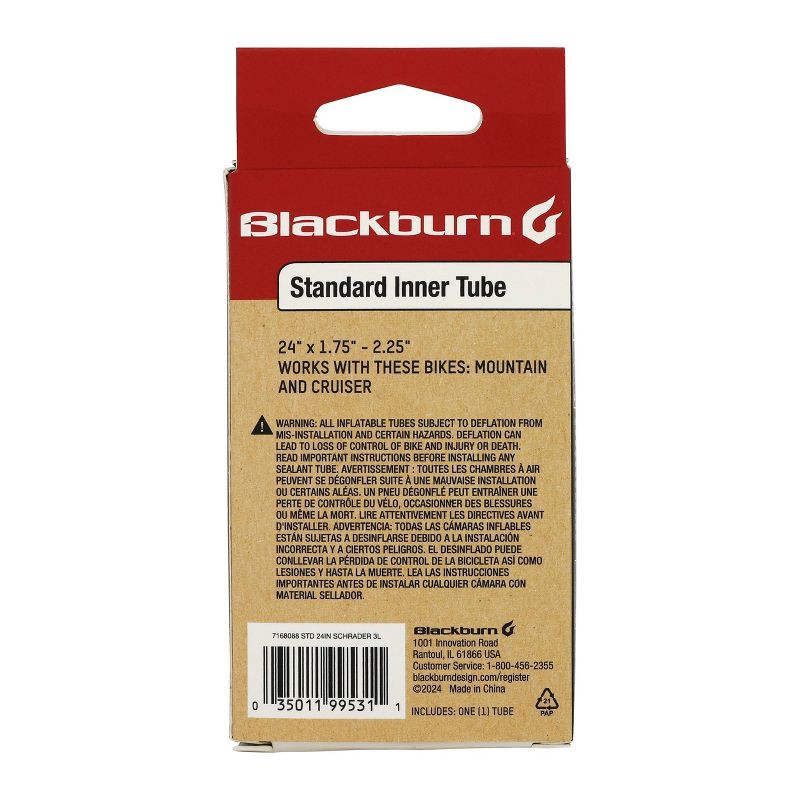 slide 2 of 3, Blackburn 24" Bike Tube - Black, 1 ct