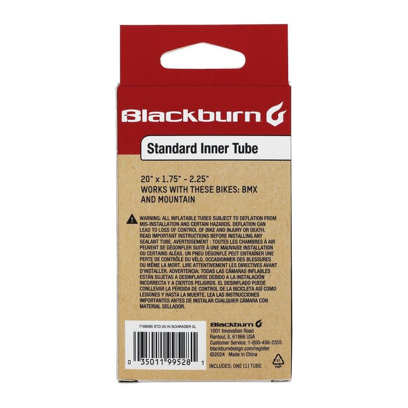 slide 2 of 3, Blackburn 20" Bike Tube - Black, 1 ct