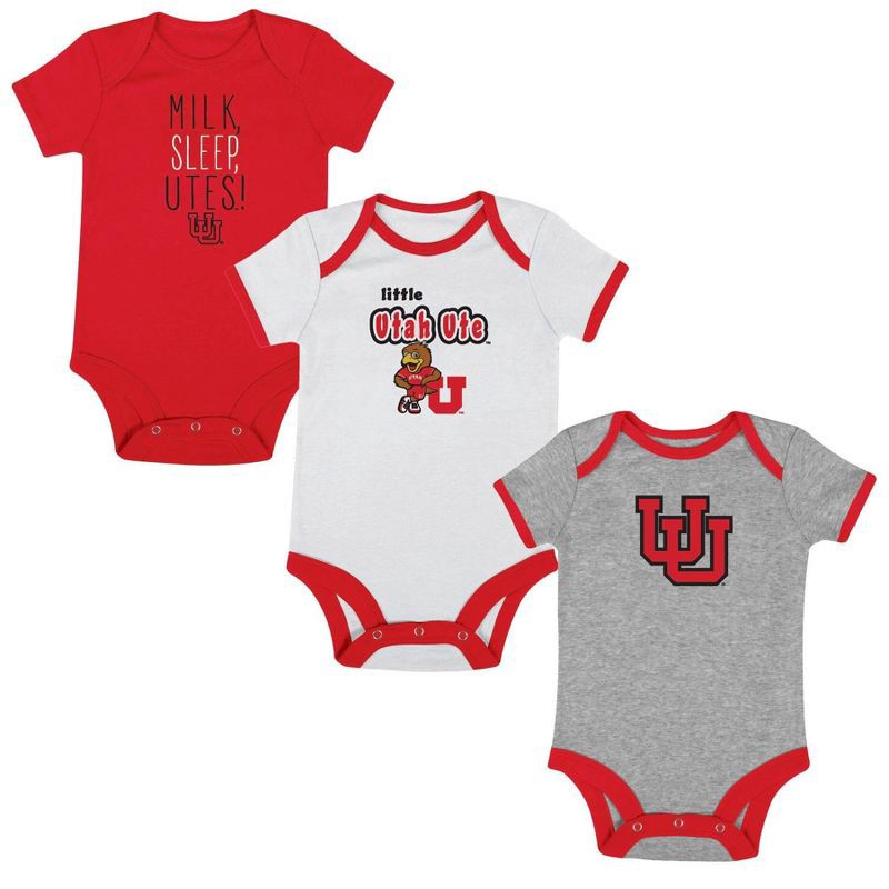slide 4 of 4, NCAA Utah Utes Infant Boys' 3pk Bodysuit - 6-9M, 3 ct