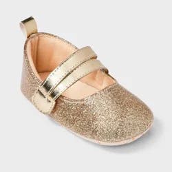 Baby Girls' Shimmer Flat Crib Shoes - Cat & Jack™ Gold 0-3M