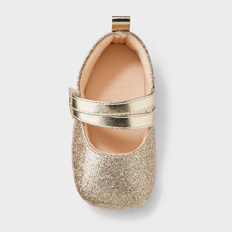 slide 3 of 4, Baby Girls' Shimmer Flat Crib Shoes - Cat & Jack™ Gold 3-6M, 1 ct