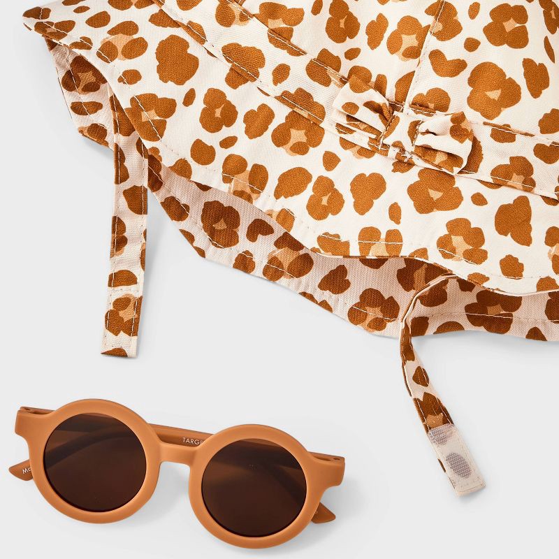 slide 4 of 4, Baby Girls' Leopard Sunhat & Sunglasses Set - Cat & Jack™ Brown 0-6M, 1 ct
