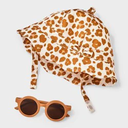 Baby Girls' Leopard Sunhat & Sunglasses Set - Cat & Jack™ Brown 0-6M