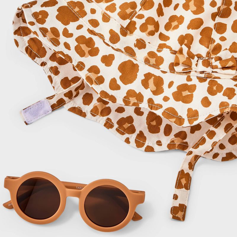 slide 2 of 4, Baby Girls' Leopard Sunhat & Sunglasses Set - Cat & Jack™ Brown 6-12M, 1 ct