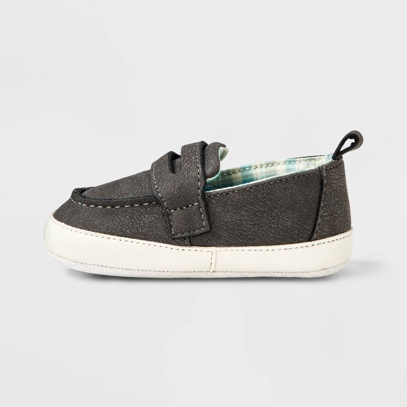 slide 2 of 4, Baby Boys' Plaid Lining Moccasin Crib Shoes - Cat & Jack™ Black 6-9M, 1 ct