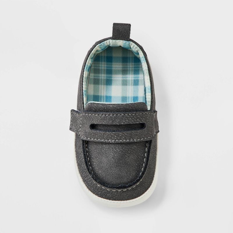 slide 3 of 4, Baby Boys' Plaid Lining Moccasin Crib Shoes - Cat & Jack™ Black 6-9M, 1 ct