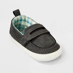 Baby Boys' Plaid Lining Moccasin Crib Shoes - Cat & Jack™ Black 9-12M
