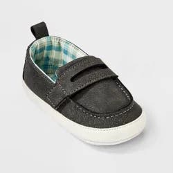 Baby Boys' Plaid Lining Moccasin Crib Shoes - Cat & Jack™ Black 9-12M