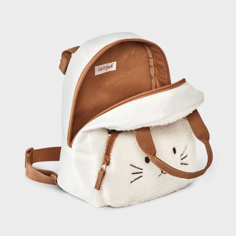 slide 3 of 4, Toddler Girls' Cozy Cat Backpack - Cat & Jack™ Cream, 1 ct