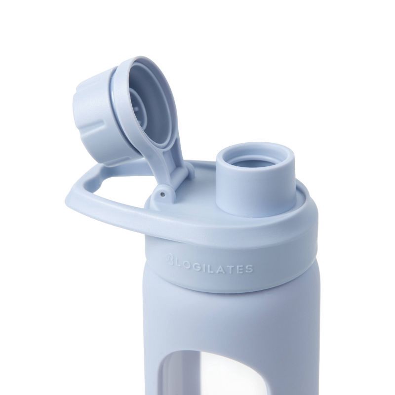 slide 4 of 5, Blogilates 19oz Glass Protein Shaker Bottle with Silicone Sleeve - Blue, 19 oz