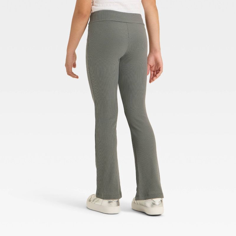 slide 2 of 3, Girls' Ribbed Flare Leggings - Cat & Jack™ Charcoal Gray L, 1 ct
