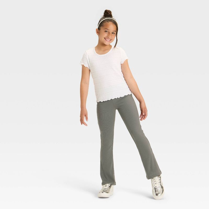 slide 3 of 3, Girls' Ribbed Flare Leggings - Cat & Jack™ Charcoal Gray XL, 1 ct
