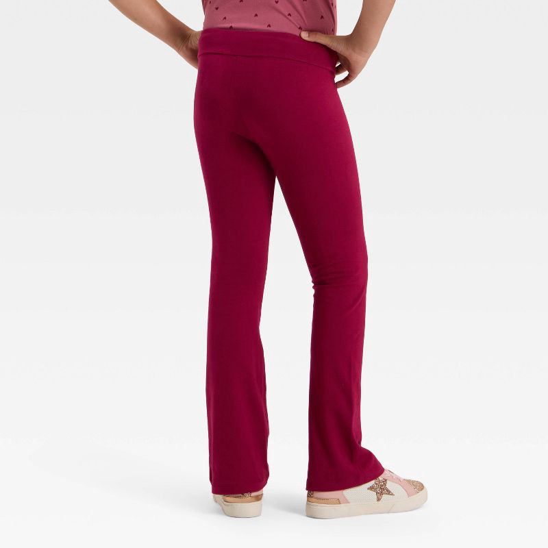 slide 2 of 3, Girls' Flare Leggings - Cat & Jack™ Burgundy S, 1 ct