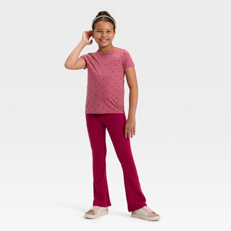 slide 3 of 3, Girls' Flare Leggings - Cat & Jack™ Burgundy XL, 1 ct