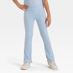 Girls' Ribbed Flare Leggings - Cat & Jack™ Light Blue L
