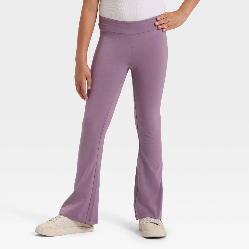 slide 1 of 3, Girls' Flare Leggings - Cat & Jack™ Plum Purple S, 1 ct