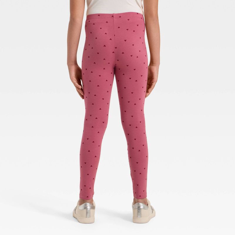 slide 2 of 3, Girls' Heart Leggings - Cat & Jack™ Rose Pink M, 1 ct