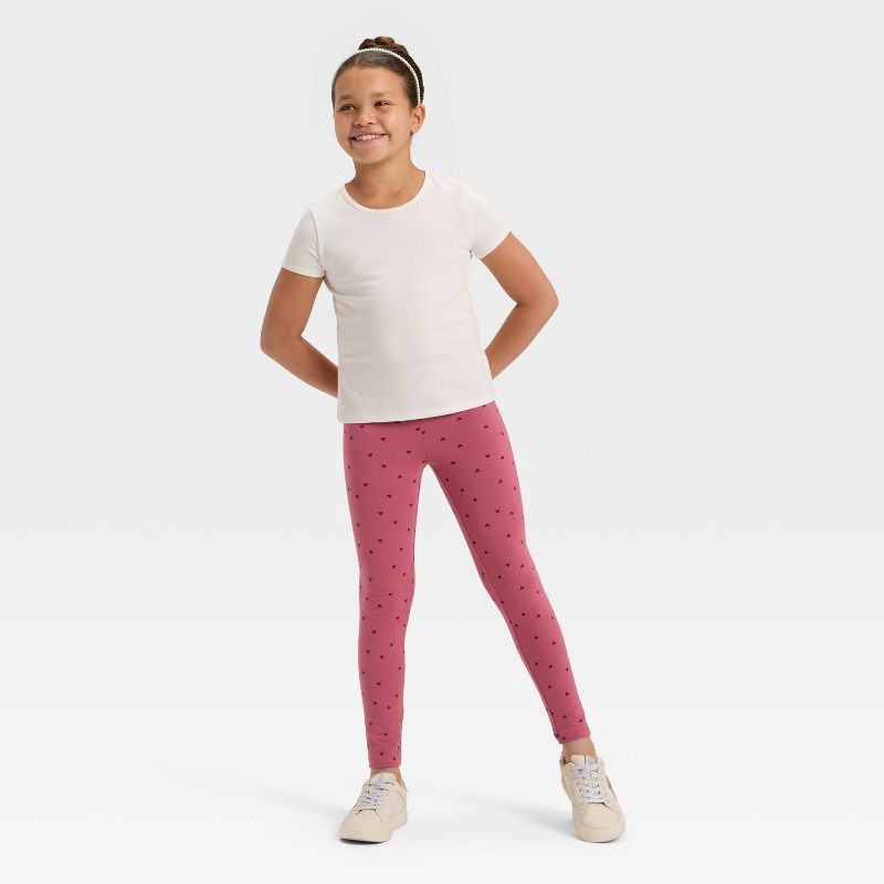 slide 3 of 3, Girls' Heart Leggings - Cat & Jack™ Rose Pink M, 1 ct