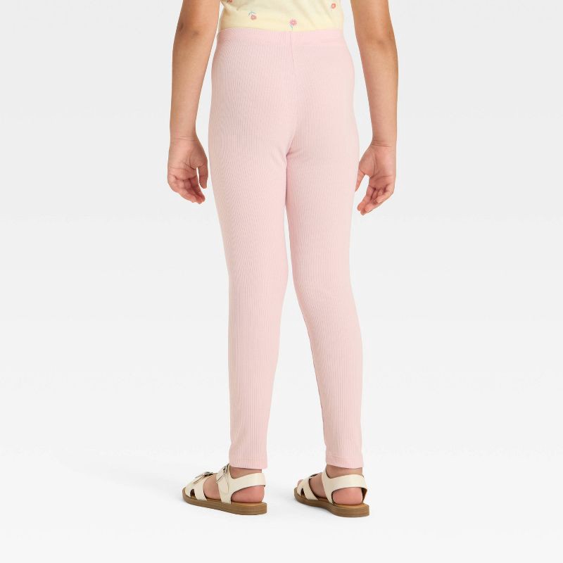 slide 2 of 3, Girls' Ribbed Leggings - Cat & Jack™ Soft Pink S, 1 ct