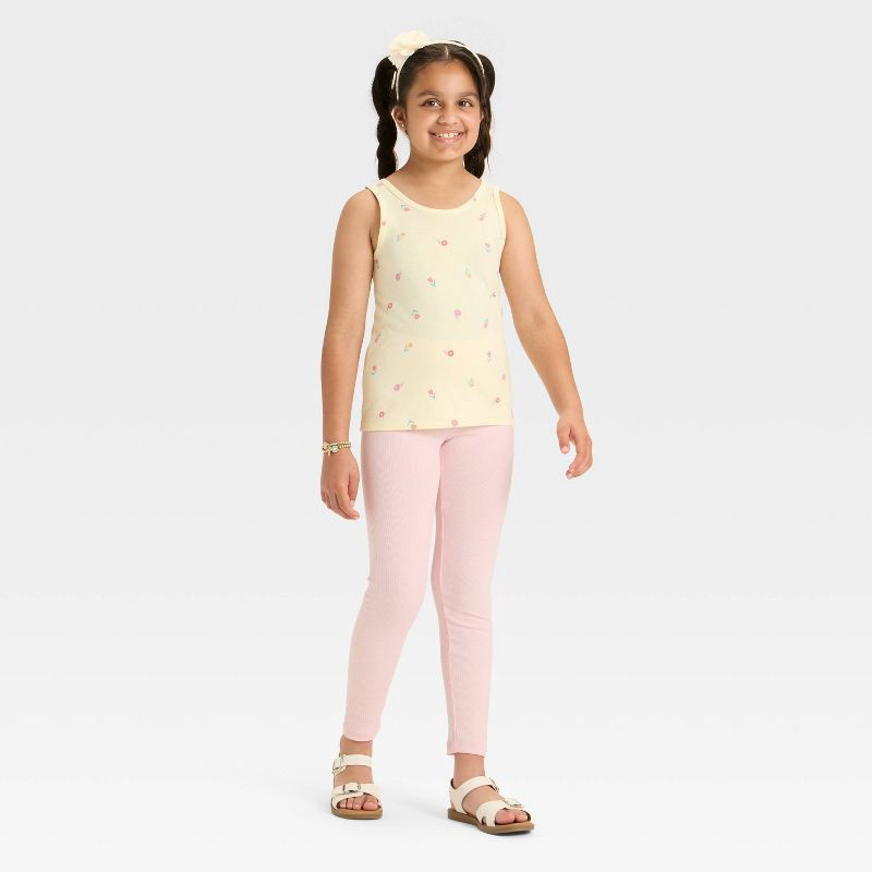 slide 3 of 3, Girls' Ribbed Leggings - Cat & Jack™ Soft Pink M, 1 ct
