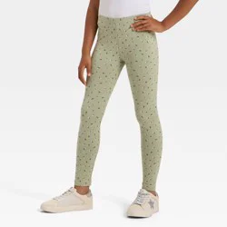 Girls' 'Floral' Leggings - Cat & Jack™ Light Olive L