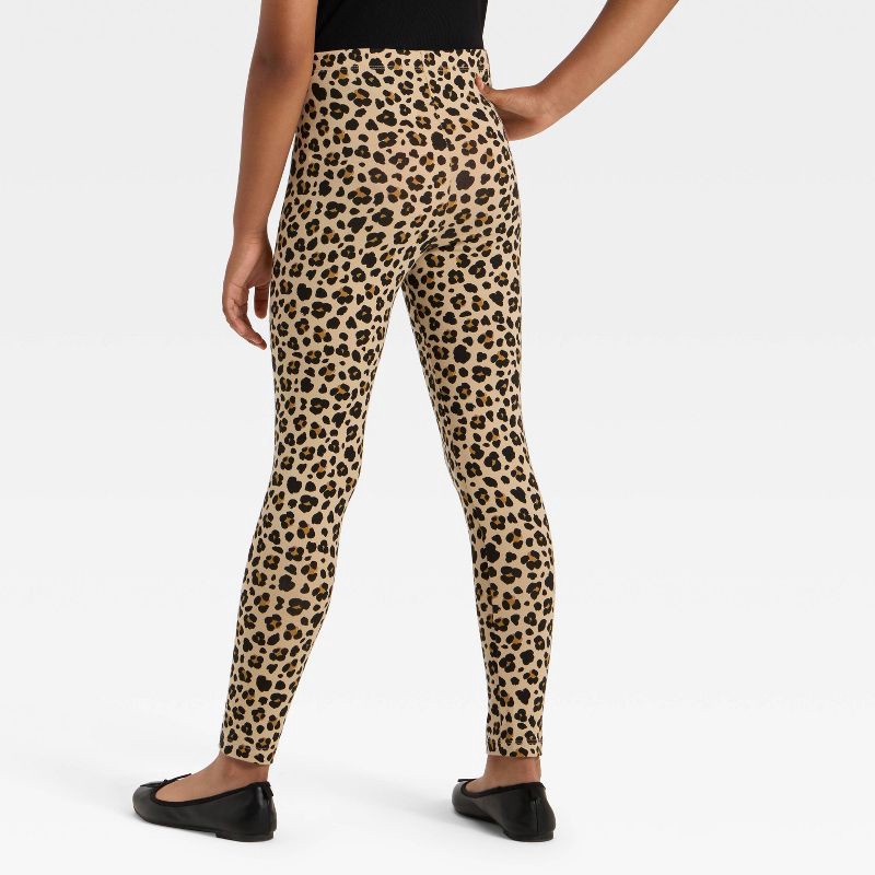 slide 2 of 3, Girls' Leopard Printed Leggings - Cat & Jack™ Beige M, 1 ct