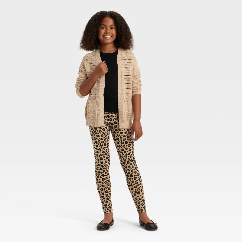 slide 3 of 3, Girls' Leopard Printed Leggings - Cat & Jack™ Beige M, 1 ct