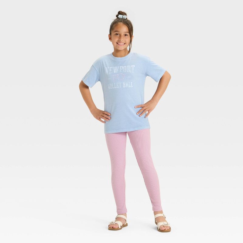 slide 3 of 3, Girls' Ribbed Leggings - Cat & Jack™ Light Purple S, 1 ct