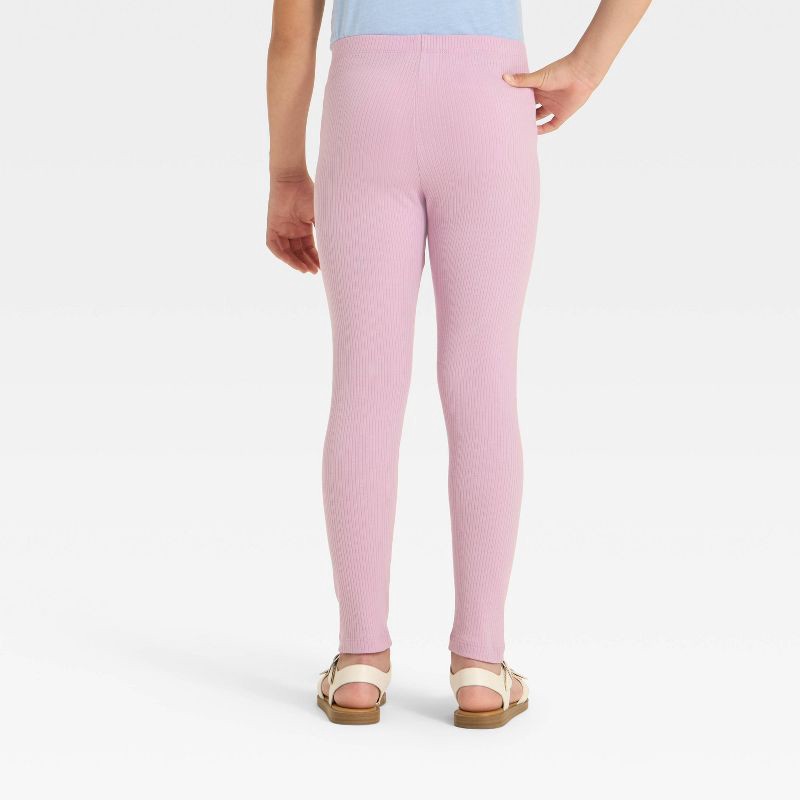 slide 2 of 3, Girls' Ribbed Leggings - Cat & Jack™ Light Purple M, 1 ct