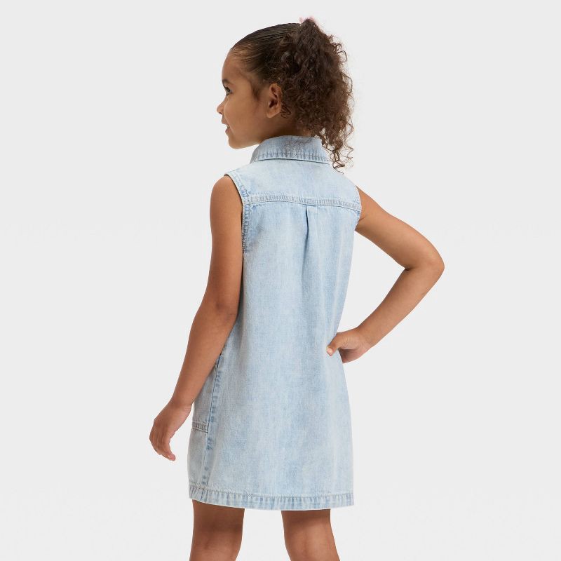 slide 3 of 3, Toddler Girls' Sleeveless Denim Dress - Cat & Jack™ Light Wash 18M, 1 ct