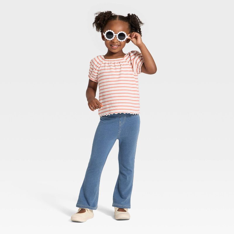 slide 3 of 3, Toddler Girls' Flare Jeggings - Cat & Jack™ Medium Wash 5T, 1 ct