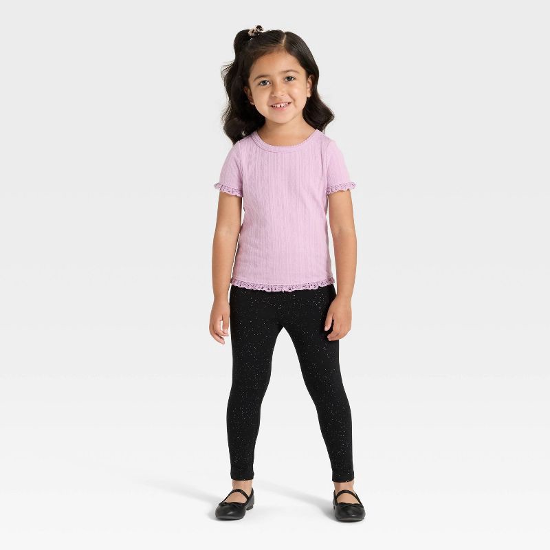 slide 3 of 3, Toddler Girls' Shimmer Leggings - Cat & Jack™ Black 2T, 1 ct