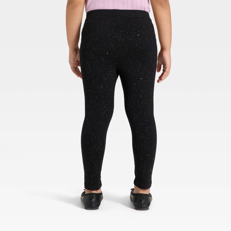 slide 2 of 3, Toddler Girls' Shimmer Leggings - Cat & Jack™ Black 4T, 1 ct