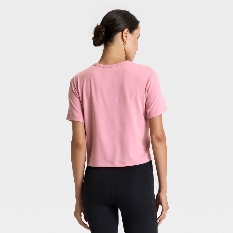 slide 2 of 5, Women's Crewneck Short Sleeve T-Shirt - All In Motion™ Mauve L, 1 ct