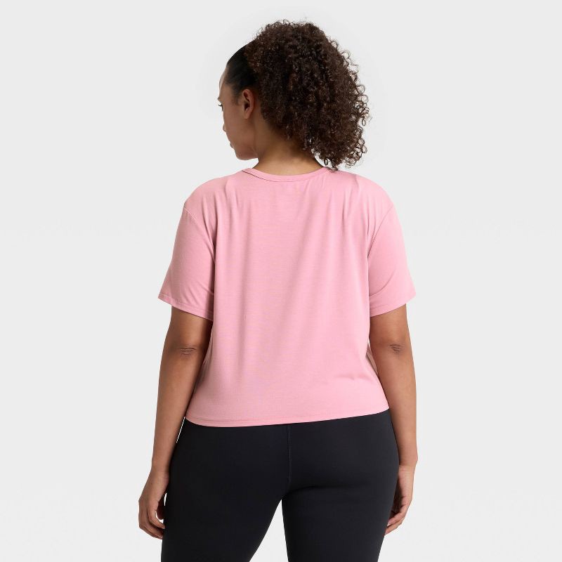 slide 5 of 5, Women's Crewneck Short Sleeve T-Shirt - All In Motion™ Mauve L, 1 ct