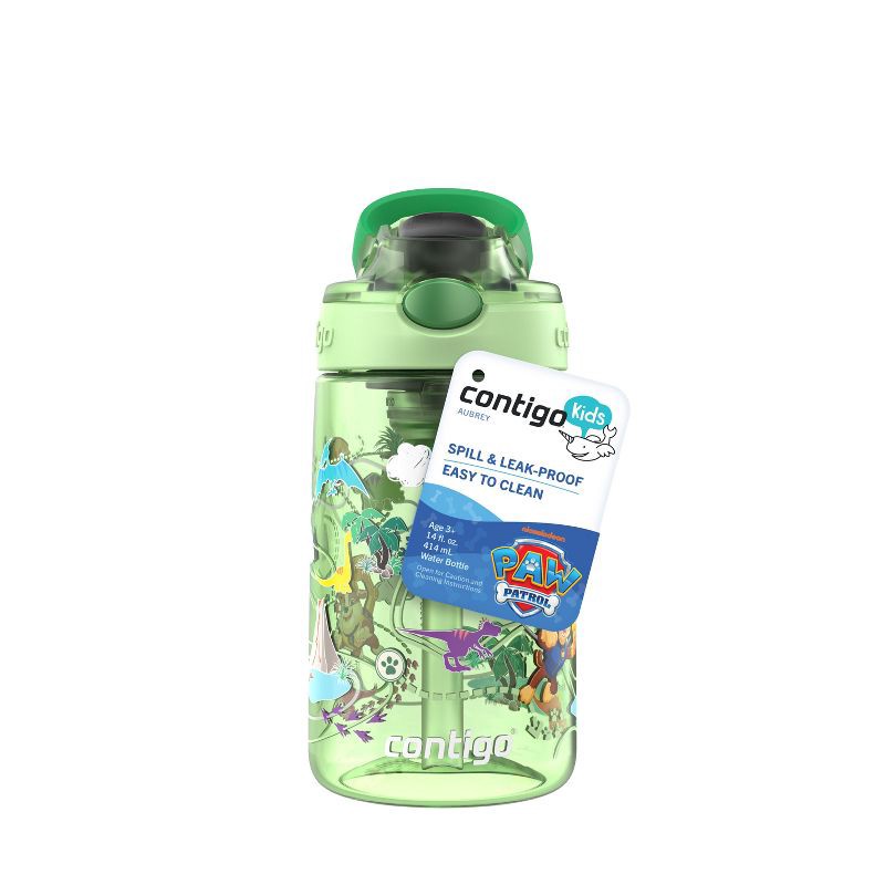 slide 2 of 6, Contigo 14oz Plastic Paw Patrol Kids' Dino Treks Aubrey Cleanable Autospout Water Bottle Green, 14 oz