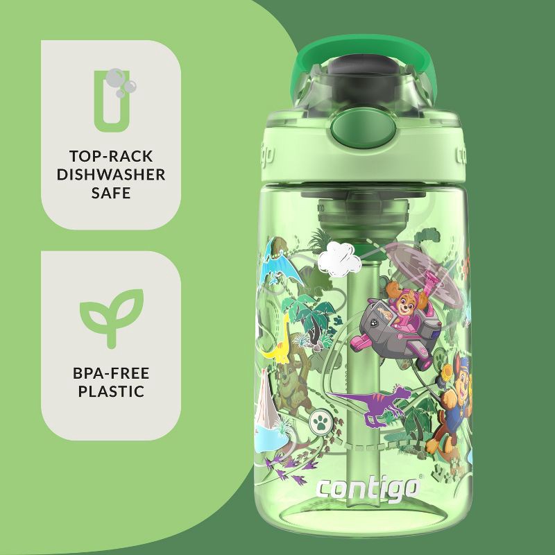 slide 4 of 6, Contigo 14oz Plastic Paw Patrol Kids' Dino Treks Aubrey Cleanable Autospout Water Bottle Green, 14 oz
